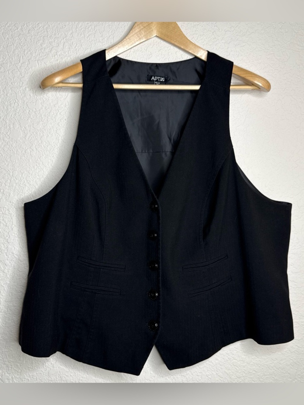 Women's 2X Black Tailored Vest Button Front Career Lined Classic Timeless